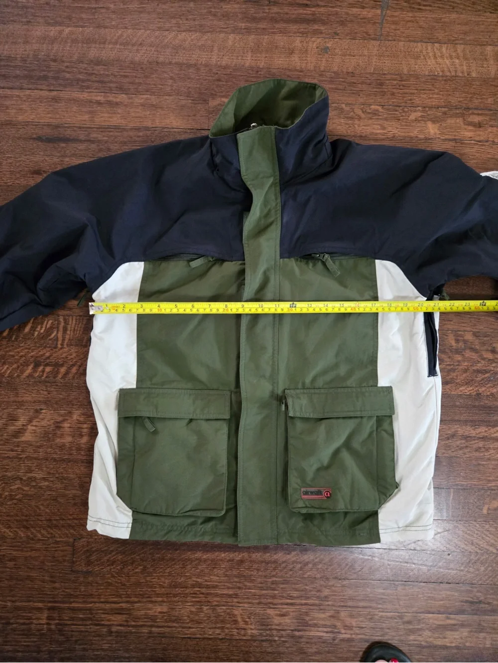 Airwalk Olive, Black & White Colorblock Raincoat